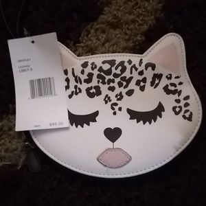 Besty johnson leopard print cat wristlet purse
